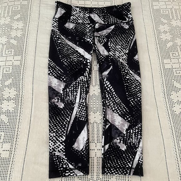 Lululemon Wunder Under Crop III *Full-On Luon Static Mist White Black sz 6 rare